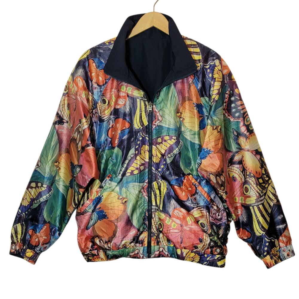 Vintage Head Y2K Multicolor Floral Butterfly Windbreaker XL